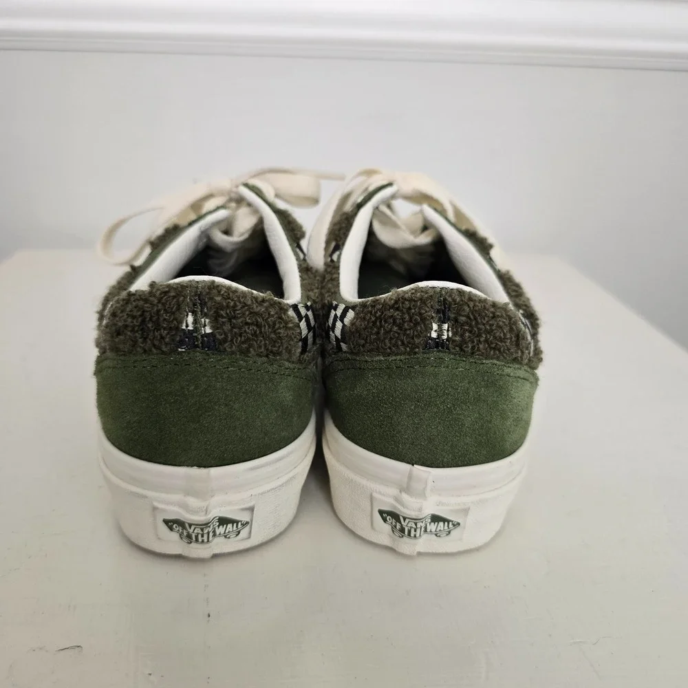 Vans Old Skool Youth Tufted Check Skater Shoes Loden Green Sz 3.5 Minecraft Vibe